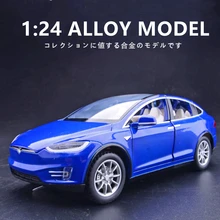 1:24 Tesla Model X Alloy Car Model Diecast Metal Toy Vehicles Car Model Simulation Collection Sound Light Childrens Toy Gift