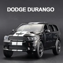 1:36 Dodge Durango Alloy Diecast Toy Car Models Simulation Vehicles Pull Back Fouictron Rubber Tire 2 Doors Opened Children Toy