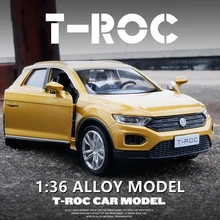 1/36 T-ROC SUV Alloy Car Model Diecasts & Toy Metal Vehicles Car Model High Simulation Pull Back Collection Childrens Toy Gift