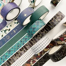 1.5mm Bronze Geometry Pastal Washi Tape Plaid Masking Tape Colorful Decorative for Bullet DIY Crafts Arts Scrapbooking Card