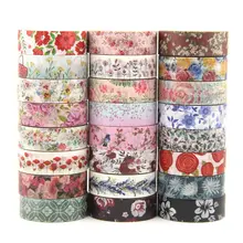1 PC Colorful Floral Paper Washi Tape 15mm*10m Flowers Masking Tapes Decorative Stickers DIY Japanese decoration tape