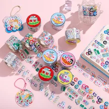 1 Roll Cute Cartoon Mahjong Pattern Stickers Scrapbooking Journal Diary Planner Notebook Decorative Material Card Decor
