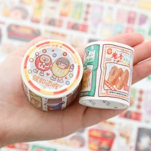 1 Roll Cute Cartoon Snacks Drink Food Girl Washi Masking Tapes for Scrapbooking DIY Art Crafts Decoration Journaling Supplies