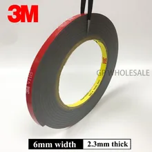 1 roll 6mm width 3M VHB #4991 Double-sided Acrylic Super Thick Foam Tape Automotive 2.3mm thickness Grey