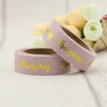 1 roll gold words weekdays foil washi tape kerst masking decorative christmas washi tape 10m