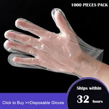 1000pcs Disposable Transparent Plastic Gloves One-off Sanitary Plastic Gloves Household Restaurant  Cleaning BBQ Cooking tool
