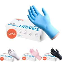 100PCS/50 Pairs High Elasticity Thicken Disposable Pure Nitrile Gloves Without Powder Kitchen Home Working Food Grade Gloves