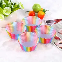 100Pcs/set Colorful Rainbow Paper Cake Cupcake Liners Baking Muffin Cup Case Cake Decorating Baking Supplies Party Supplies