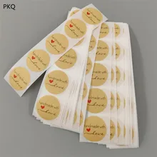 100pcs 2.5cm Thank you Adhesive Kraft Seal Sticker for Baking Stickers Kraft  Round  Handmade Gift Seal Label