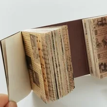 100pcs Vintage Light Library Mini Book Letter Material Paper Retro Note Memo Pads Notes Scrapbooking Diary Junk Journals DIY
