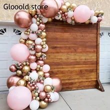 101pcs Chrome Rose Gold Balloons Garland Arch Kit Pink White Ballon for Baby Shower Wedding Decorations Birthday Party Globos