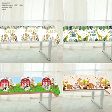 108*180cm Lovely Elephant/giraffe/Lion Tablecloth Zoo animals party table cover for kids happy Birthday Party Supplies&decor