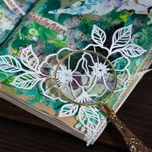 10Pcs Hollow Material Papers Flower Lace Butterfly Decorative Retro Background Diary Album Lable Bookmark Journal Planner Supply