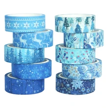 10Pcs/Set Winter Washi Tape Cute Snowflake Masking Tape 5m Decorative Adhesive Tape DIY Sticker Scrapbooking Diary Stationery