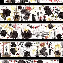 10meter Belontoyou Black Rose Flwoer and New Spade Fantasia Shiny PET Tape European Style Chess Journal Decoration