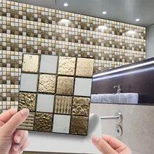 10pc 3D Crystal Tile Wall Tile Sticker DIY Waterproof Self-Adhesive Wall Stickers Kitchen Bath Decor Wall Stickers Waterproof