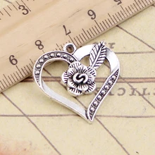 10pcs Charms heart flower 28x28mm Tibetan Silver Color Pendants Antique Jewelry Making DIY Handmade Craft