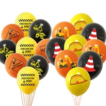 10pcs Construction Tractor Inflatable Balloons Excavator Bulldozer Balloon for Boy's Construction Birthday Party Decorations