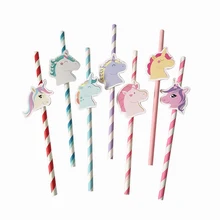 10pcs Rainbow Unicorn Straw 7 Color Style Baby Shower Unicornion Theme Decor 123st Birthday Party Decor Girl Favor Unicorn Decor