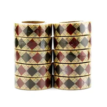 10pcs/lot Decor Christmas Washi Tapes Paper Diamond DIY Scrapbooking Planner Adhesive Stickers Masking Tapes Cute Stationery