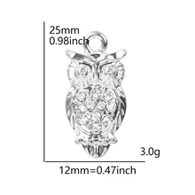 10pcs/lot Owl Rhinestone Dangle Handmade Charms Pendant DIY for Bracelet Necklace Bag