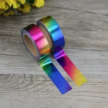 10pcs/lot Rainbow Foil Washi Tape Japanese 15mm*10m Kawaii Scrapbooking Tools Masking Tape Metallic Wedding Decorative Tapes