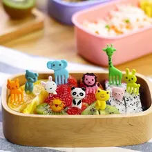 10pcs/set Cute Animal Fruit Fork Kids Snack Dessert Decoration Forks Toothpick Lunch Salad Decoration Accessories Cake Picks