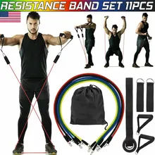 11 Pcs/Set Fitness Resistance Bands Men Workout Exercise Yoga Cross Fit Fitness Tubes Women Fitness Equipment Resistance Bands