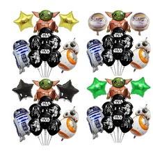 11PCS Star Wars Baby Yoda Aluminum Film Balloon Set 12 Inch Black Latex Theme Party Decorations Children's Toys Birthday Gift