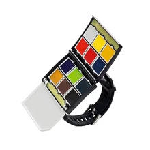 12/24Colors Solid Watercolor Paints Set Creative Portable Watch type Pigment with Paint Brush for Art Supplies Gifts