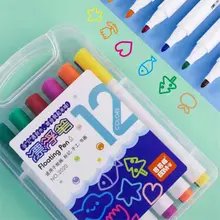 12 Colors Water Floating Doodle Pens Early Education Kids Drawing Doodle Pen Erasable Whiteboard Pen