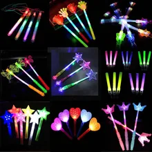 12 Pcs Princess Heart Star LED Luminous Stick Flashing Fairy Wand  Toy  Party  Birthday Decor Cute Gift  Holiday Festival
