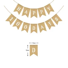 12Jute Linen Flags 13*18cm HAPPY 100DAYS jute banner Baby shower Wedding Decorations Anniversary Party Garland Birthday Supplies