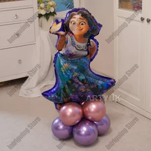 12PCS Disney Encanto Mirabel Isabella Display Stand Foil Balloons Birthday Party Supplies Girls Purple Pink Metal Balloon Decor