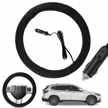 12V Universal Car Heated Steering Wheel Cover Heater Hand Warmer Non-Slip Winter Heating Electric Steering Wheel Covers 38cm
