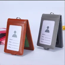13 Colors PU Card Holder Badge holder Neck Strap with Lanyard Badge Staff Bus ID Holders Office Accessory School Worker Supplies