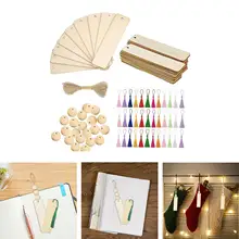 133 Pieces Wood Bookmarks Blank Bookmark with Holes and Tassels Hanging Gift Tags Rectangle Wooden Book Marks for DIY Projects