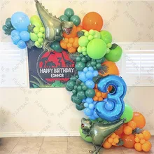 142Pcs Jurassic Dinosaur Theme Party Balloons Green Blue Latex Balloon For Kids Birthday Baby Shower Party Decoration Globos