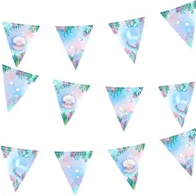 14Ft Mermaid Party Decor Triangle Flag Banner Garland for Under The Sea Little Mermaid Let's Be Mermaid Party Hanging Decoration