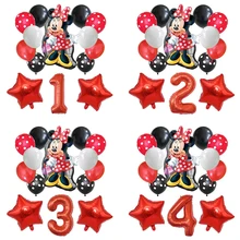 14pcs/lot Mikcey Minnie Mouse Balloons Red Minnie Birthday Party Decorations Baby Shower 32inch Number Balloon Polka Dot Globos