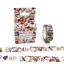 15mm*10m Box Package Happy Travel Washi Tape Excellent Quality Colorful Paper Masking Tape DIY Decorative Tapes