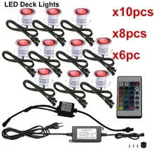 16 Colors 10CS LED Deck Lights with Remote Control IP67 Waterproof Underground Lamp 4 Modes Outdoor Spotlight Yard Garden Stair