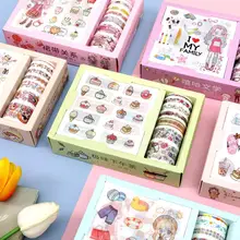 16 Rolls Girlish Cartoon Stickers Washi Tapes Set DIY Scrapbooking Diary Journal Decorative Sticker Cute Masking Tapes Kit