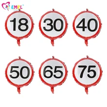 18 Inch Round Number Foil Balloon 18 30 40 50 65 75th Birthday Party Decoration Helium Globos Speed Limit Sign Aluminum Balloons