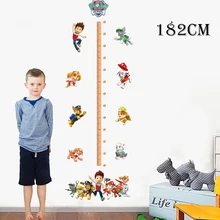 182cm 11Pcs Paw Patrol Creative Wall Stickers Set Height Measurement Wallpaper Chase Ryder Children's Room Decoration Toys Gifts