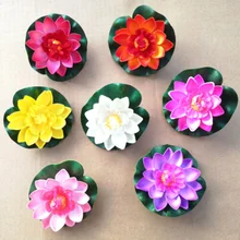 18cm Lotus Artificial Flower Floating Fake Lotus Plant Lifelike Water Lily Landscape For Pond Garden Decor