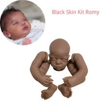 19 Inch Black Skin Romy Reborn Doll Kit Baby Doll Soft Touch Unpainted Unfinished Doll Parts DIY Blank Doll Kit