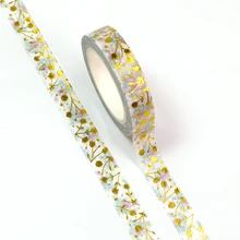 1PC 10MM*10M Foil Spring Gold Flowers Leaves Decorative Washi Tape DIY Scrapbooking Masking Tape School Office Supply