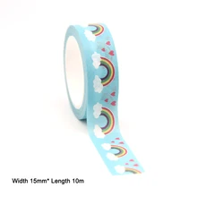 1PC 15MM*10M Rainbow Cloud Heart Washi Stickers Masking Tapes Decorative  DIY Stationery office supplies kawaii washi tape