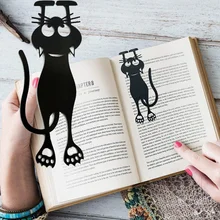 1PC 3D Stereo Cartoon Black Cat Bookmark Novelty Animal PVC Bookmark for Gifts Wacky Kids Bookmarks Stationery Book Clip